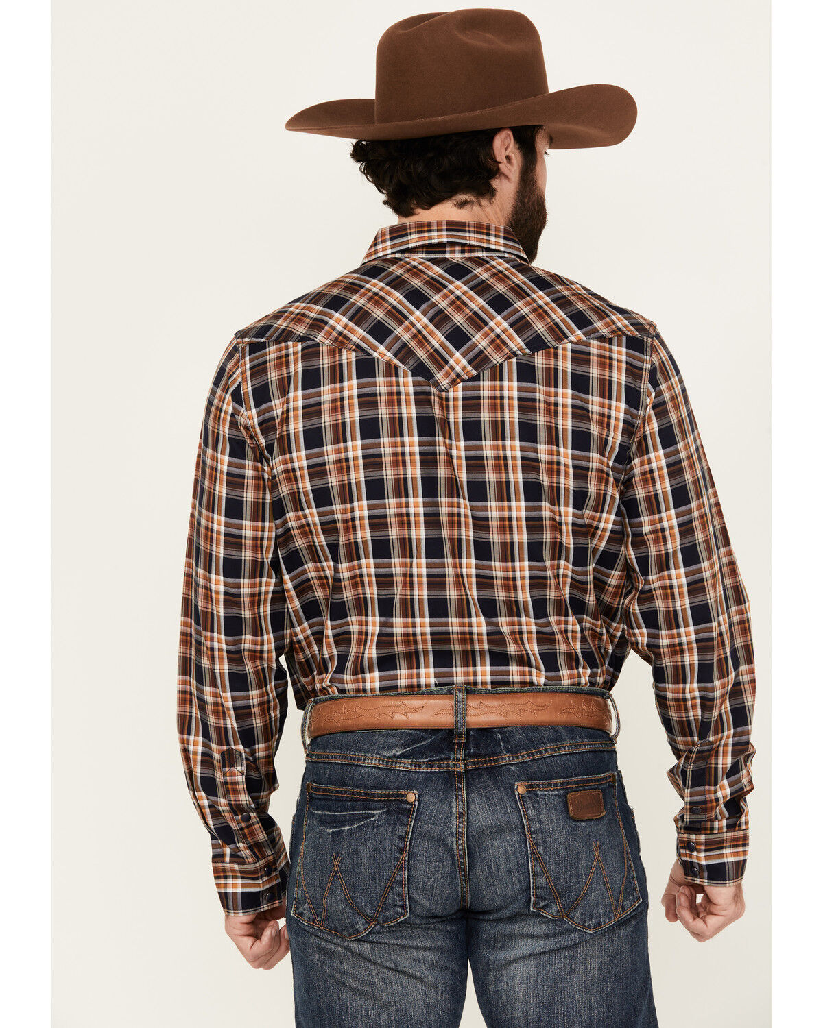 Image #4 - Cody James Men's Winfield Plaid Print Long Sleeve Snap Western Shirt, Navy, hi-res