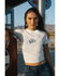 Image #1 - Idyllwind Women's Rhinestone Rose Short Sleeve Cropped Graphic Tee, Ivory, hi-res