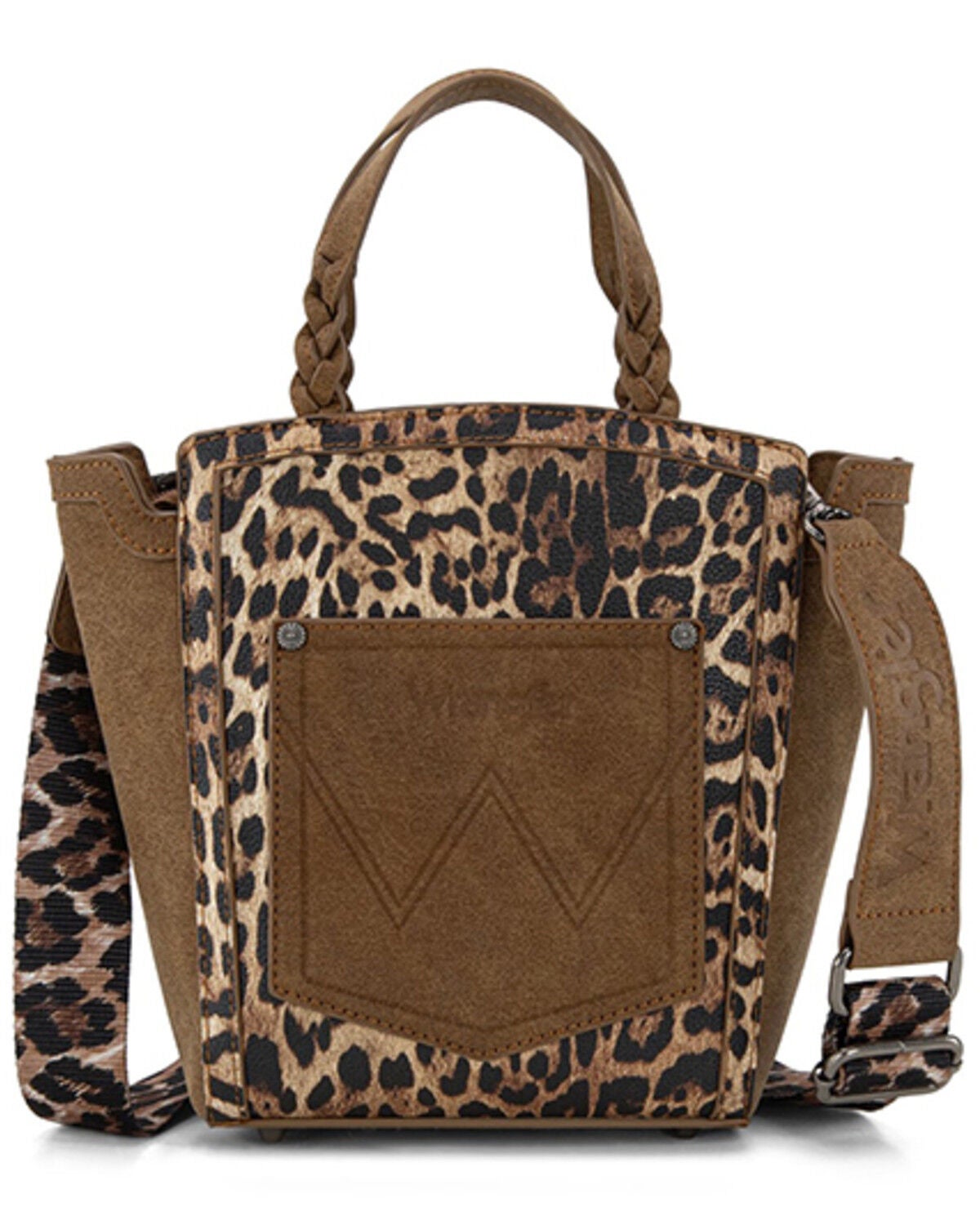 Image #2 - Wrangler Women's Leopard Print Crossbody Tote, Brown, hi-res