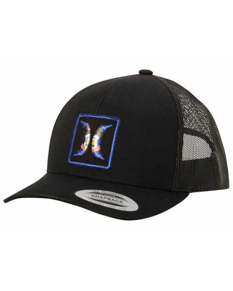 Image #1 - Hurley Men's Black On Black Utah Embroidered Logo Mesh-Back Baseball Hat , Black, hi-res