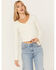 Image #1 - Shyanne Women's Lace Insert Long Sleeve Top, Cream, hi-res