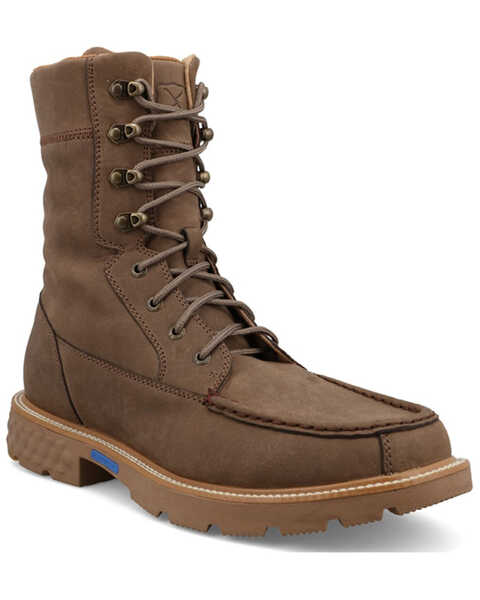 Twisted X Men's 9" Lace-Up Work Boots - Soft Toe , Brown, hi-res