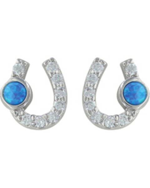 Image #1 - Montana Silversmiths Women's Lightfoot Horseshoe Earrings, Silver, hi-res