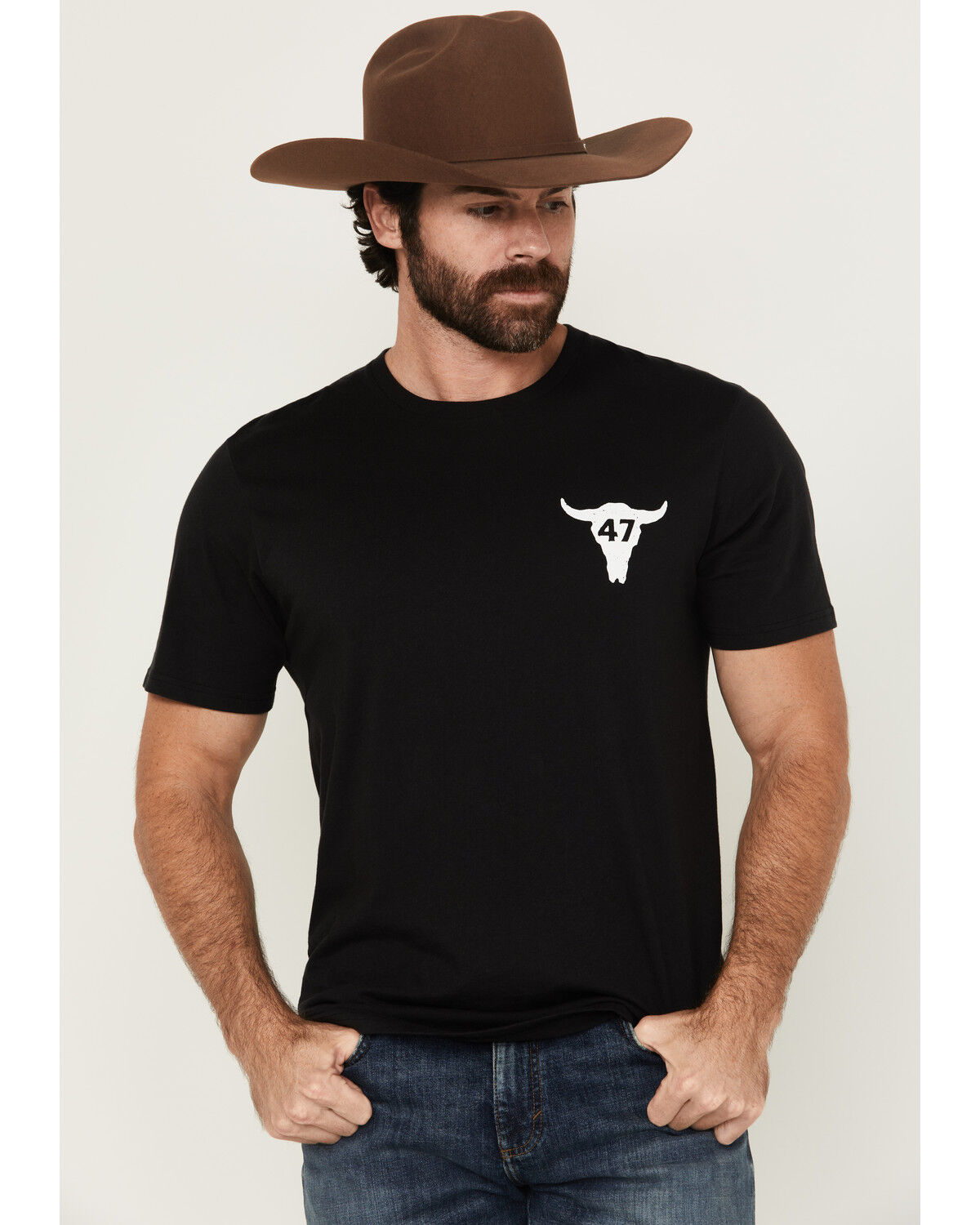 Image #2 - Wrangler Men's Boot Barn Exclusive Steer Head Logo Short Sleeve Graphic T-Shirt, Black, hi-res
