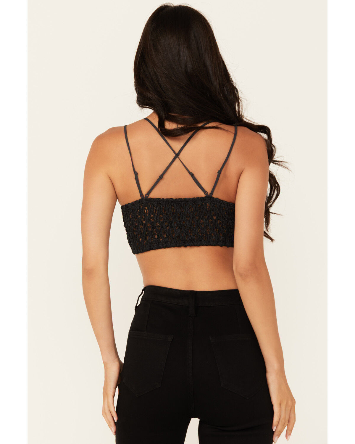 Image #4 - Wishlist Women's Strappy Lace Applique Scallop Lace Bralette, Charcoal, hi-res