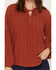 Image #3 - Lovestitch Women's Long Sleeve Button-Down Peasant Blouse, Rust Copper, hi-res