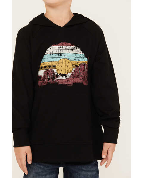 Image #3 - Rock & Roll Denim Boys' Sunset Graphic Hooded Sweatshirt, Black, hi-res