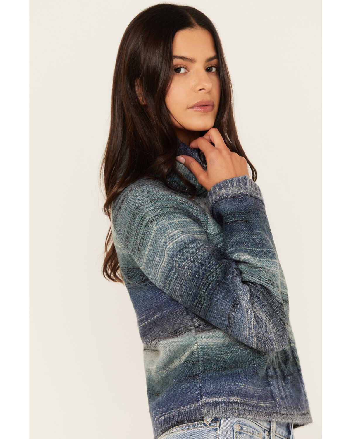 Image #2 - Cleo + Wolf Women's Turtleneck Sweater, Blue, hi-res