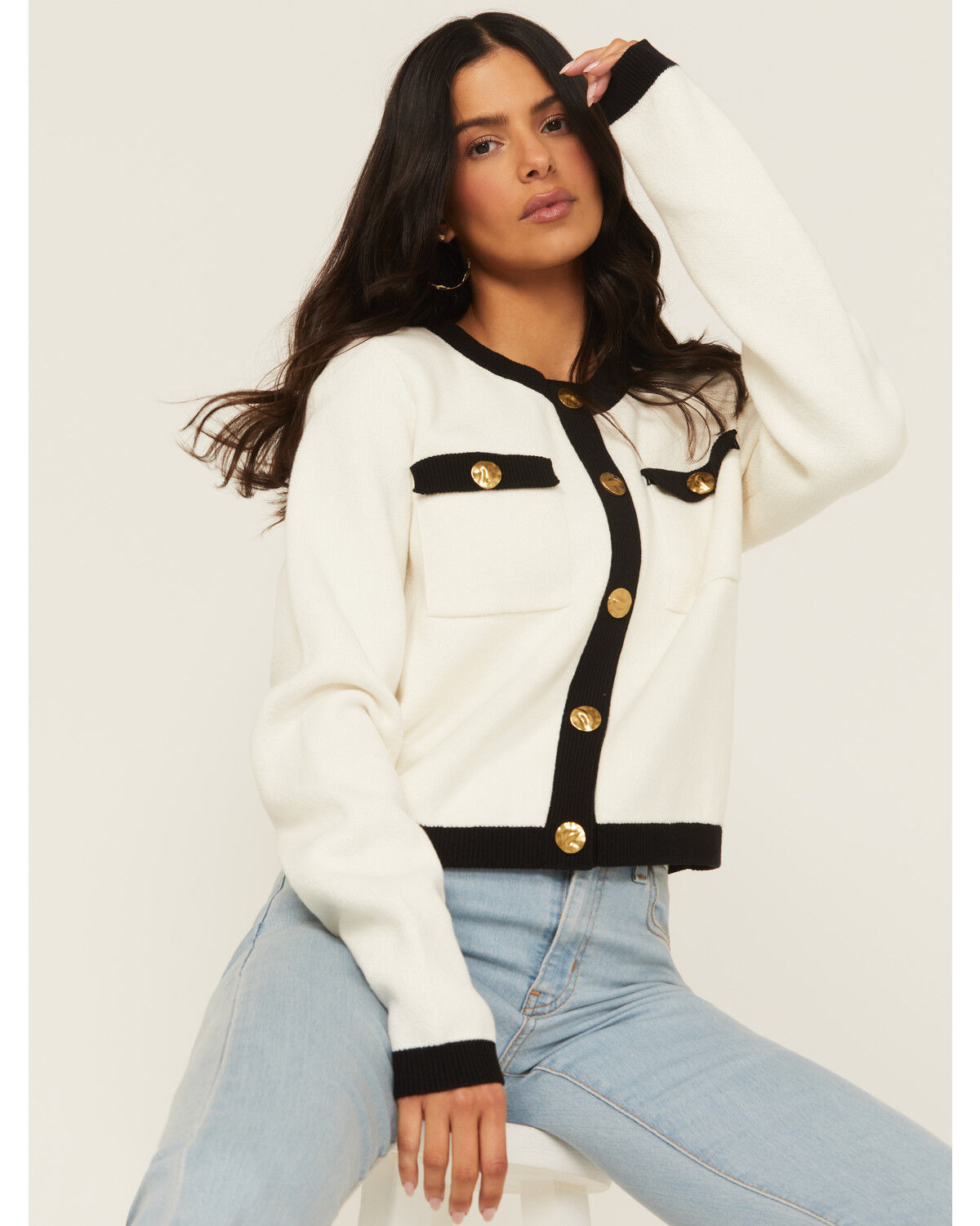 Image #1 - Show Me Your Mumu Women's Kit Long Sleeve Button-Down Cardigan, Cream, hi-res