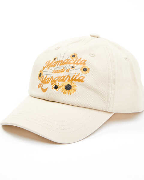 Shyanne Women's Mamacita Needs A Margarita Graphic Solid Ball Cap , Cream, hi-res