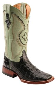 Ferrini Caiman Belly Cowgirl Boots - Wide Square Toe, Black, hi-res