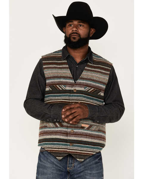 Powder River Outfitters Men's Serape Stripe Print Wool Vest, Rust Copper, hi-res