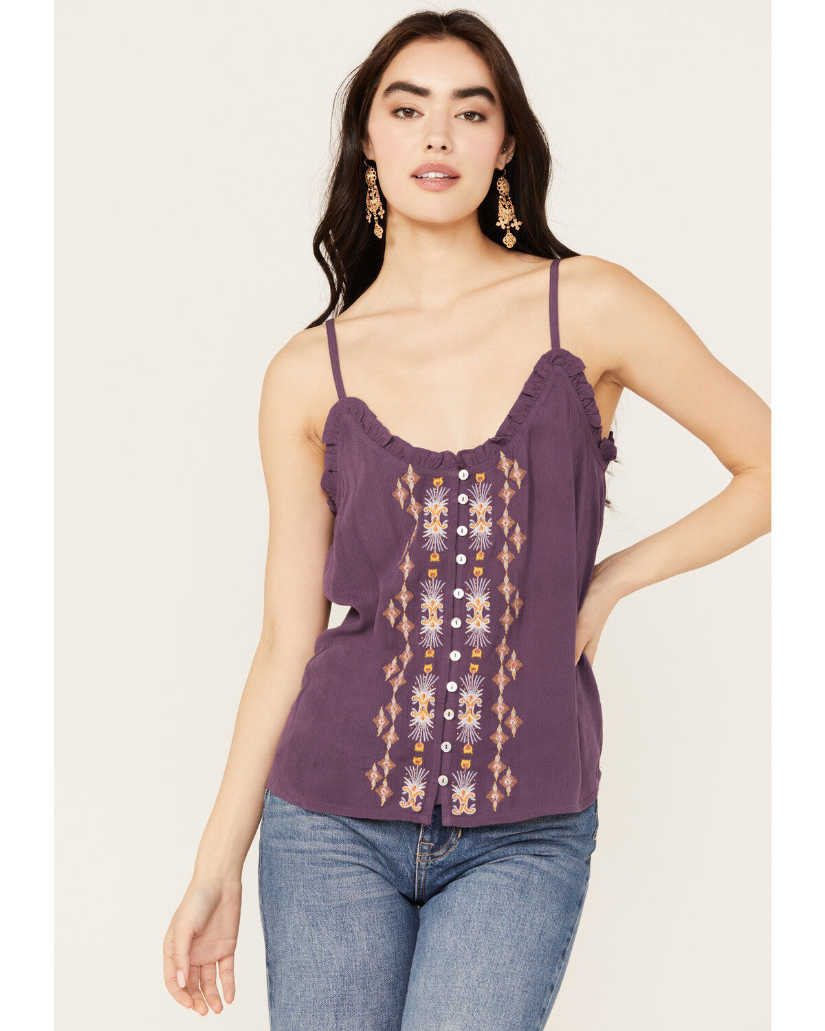 Image #1 - Shyanne Women's Beaded Cami, Purple, hi-res
