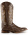 Image #4 - Ferrini Men's Ostrich Patchwork Exotic Western Boots - Broad Square Toe , Chocolate, hi-res