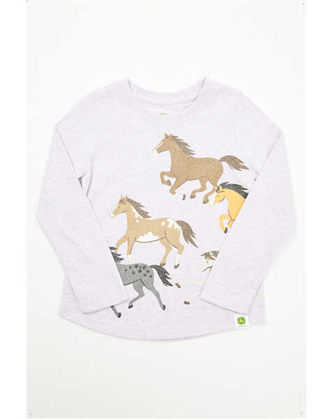 John Deere Toddler Girls' Wrap Wild Horses Long Sleeve Graphic Tee, Lavender, hi-res