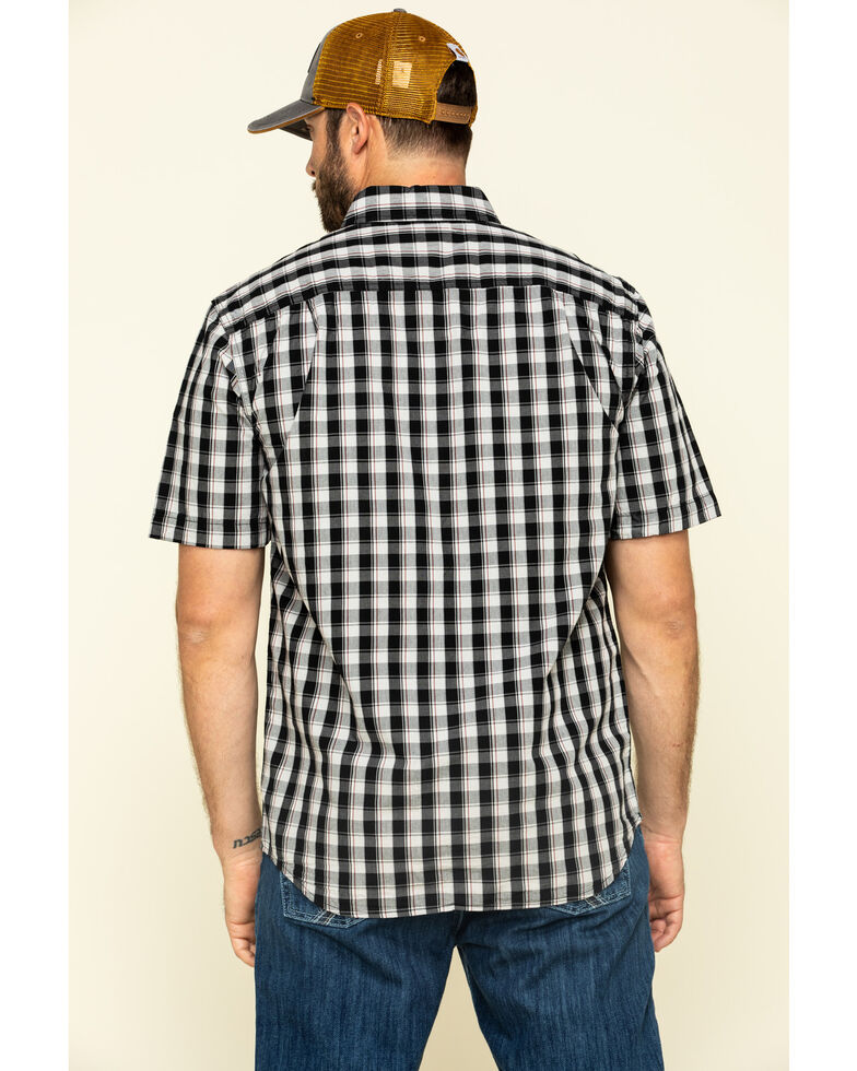 Carhartt Men's Black Essential Plaid Button Down Short Sleeve Work Shirt , Black, hi-res