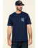  Hawx Men's Navy Vertical Flag Logo Graphic Work T-Shirt , Navy, hi-res
