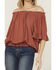 Image #3 - Band Of The Free Women's Solid Short Sleeve Off The Shoulder Blouse, Red, hi-res