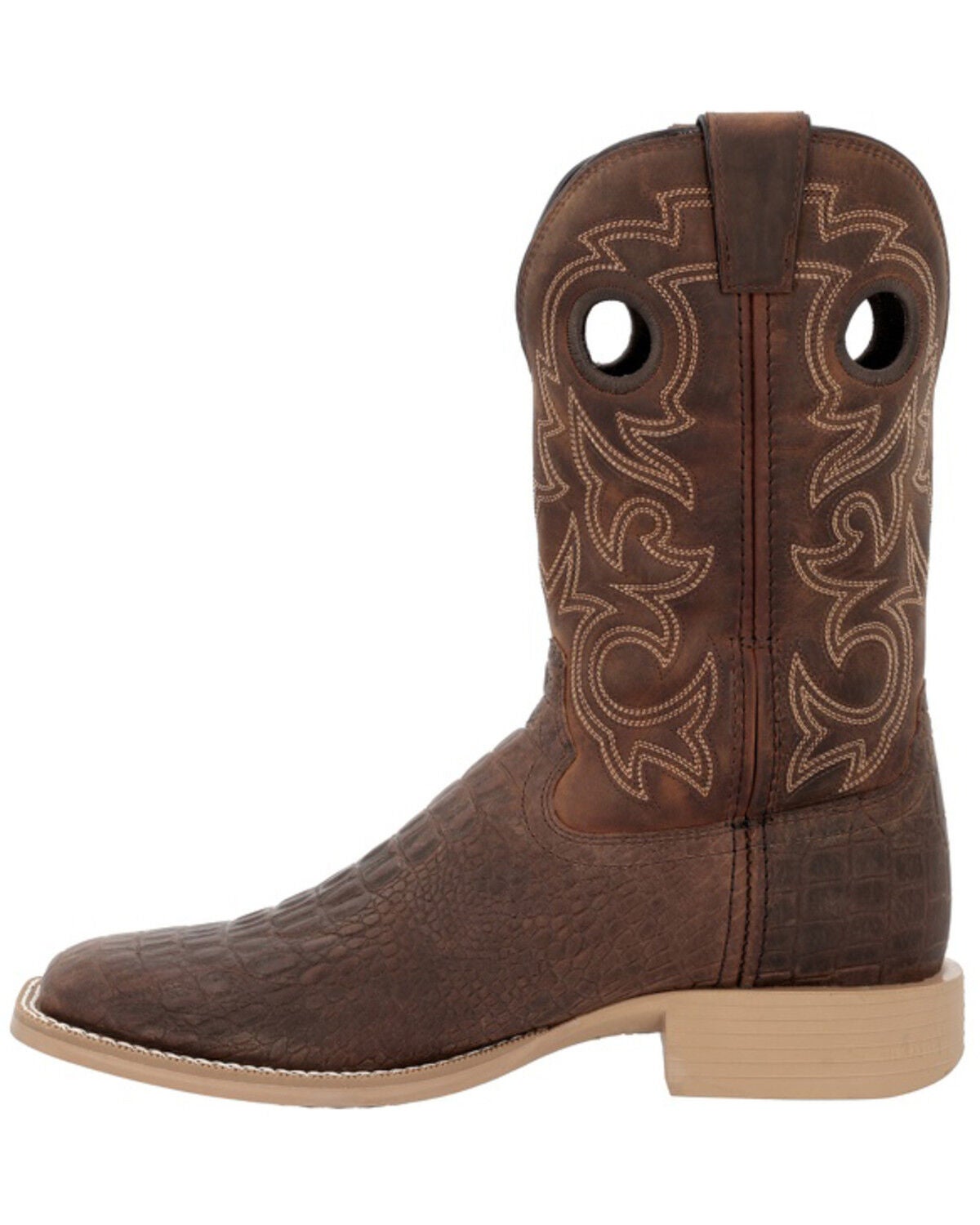 Image #3 - Durango Men's Shyloh Croc Print Performance Western Boots - Broad Square Toe, Brown, hi-res