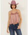 Image #1 - Rock & Roll Denim Women's Fringe Suede Sleeveless Tank Top, Tan, hi-res