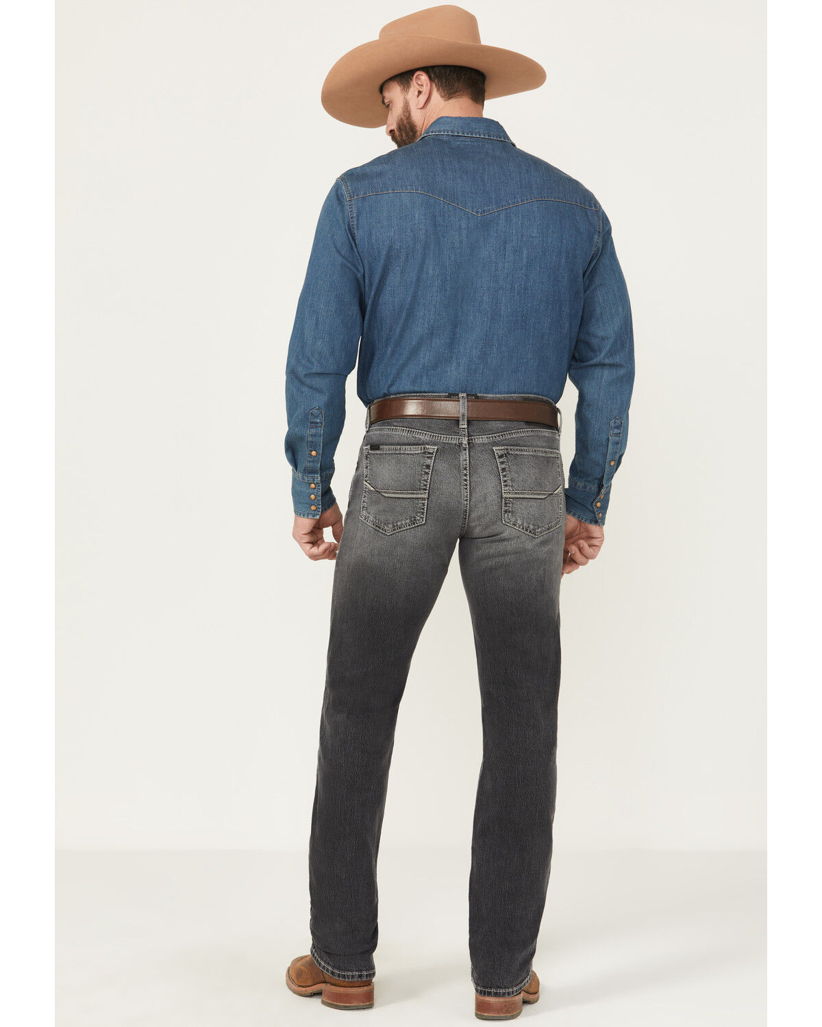 Image #3 - Ariat Men's M8 Modern Rolland Straight Slim Stretch Denim Jeans, Grey, hi-res