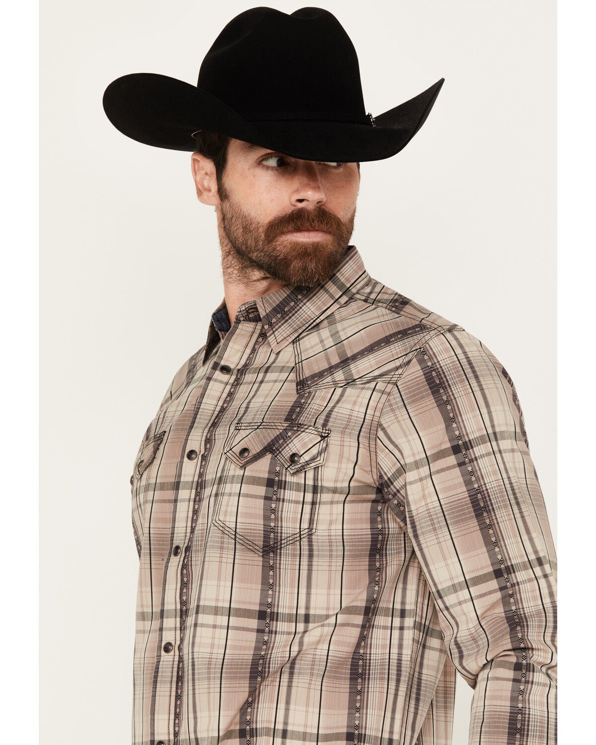 Image #2 - Moonshine Spirit&reg; Men's Load Plaid Print Long Sleeve Snap Western Shirt, Tan, hi-res