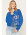 Image #1 - Gameday Women's University of Florida Split Long Sleeve Cropped Graphic Tee, Royal Blue, hi-res