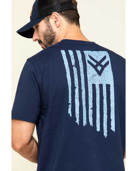  Hawx Men's Navy Vertical Flag Logo Graphic Work T-Shirt , Navy, hi-res