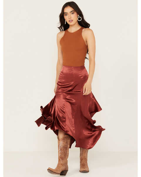Free People Women's Sunrise Asymmetrical Skirt, Red, hi-res