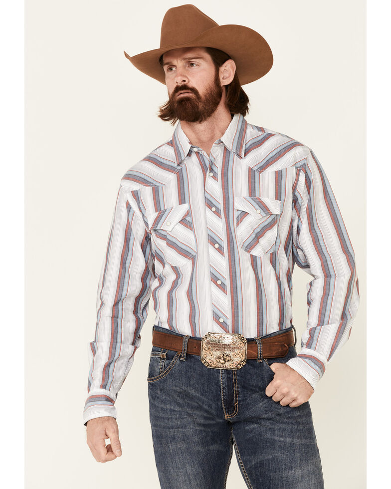 Wrangler 20X Men's AC Red Stripe Long Sleeve Snap Western Shirt , Red, hi-res