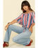 Rock & Roll Denim Women's Americana Stripe Off Shoulder Crop Top, Red/white/blue, hi-res