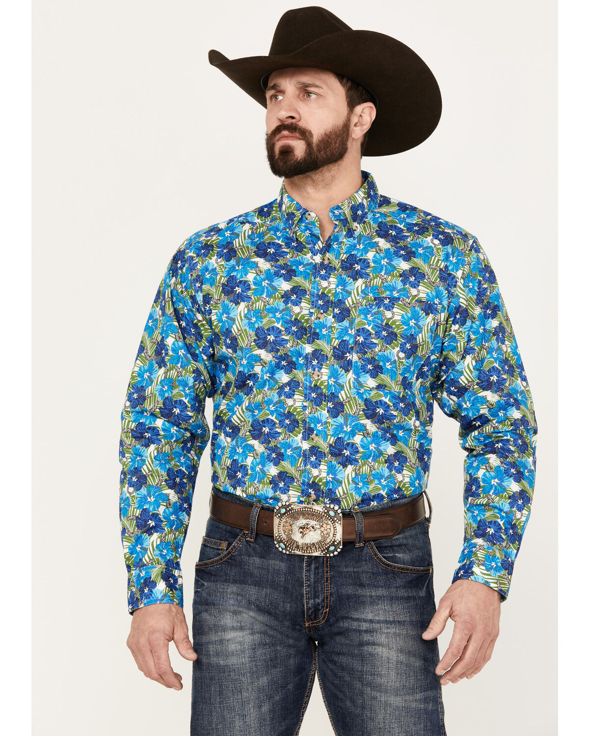 Image #1 - Ariat Men's Landon Classic Fit Long Sleeve Button Down Western Shirt, White, hi-res