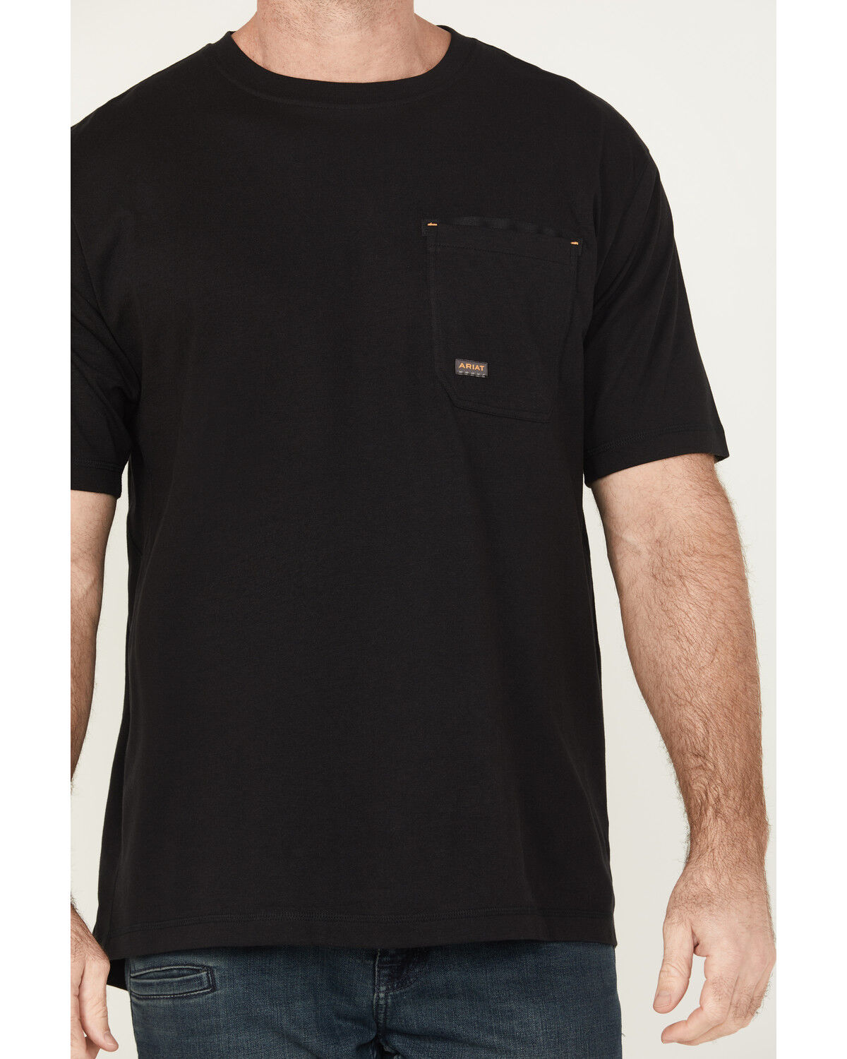 Image #4 - Ariat Men's Rebar Workman Brickyard Short Sleeve Pocket Work T-Shirt, Black, hi-res