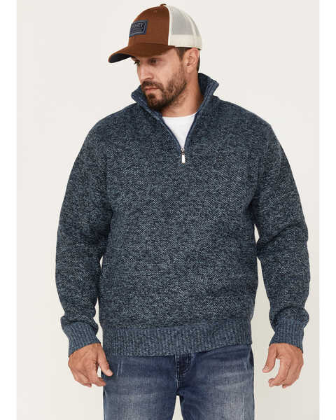 Image #1 - Pacific Teaze Men's 1/4 Zip Pullover Plaid Lined Bonded Sweater, Heather Blue, hi-res