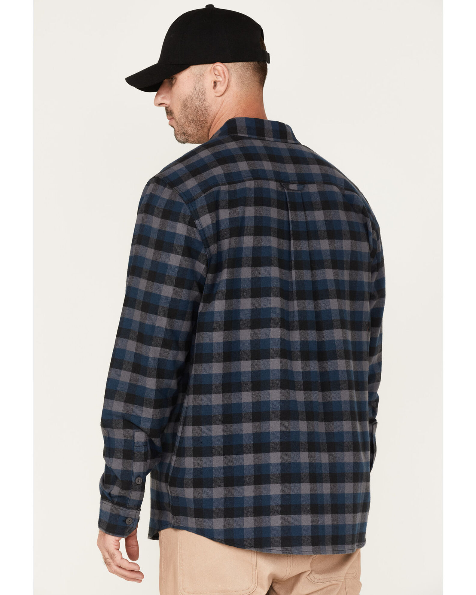 Image #4 - Hawx Men's Checker Long Sleeve Button-Down Flannel Shirt, Dark Blue, hi-res