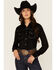 Image #1 - Cowgirl Hardware Women's Faux Suede Long Sleeve Snap Western Shirt, Black, hi-res