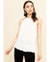 Rock & Roll Denim Women's Ivory Floral Embroidered Halter Top, Ivory, hi-res