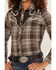 Image #3 - Roper Girls' Horseshoe Plaid Print Long Sleeve Pearl Snap Western Shirt, Brown, hi-res