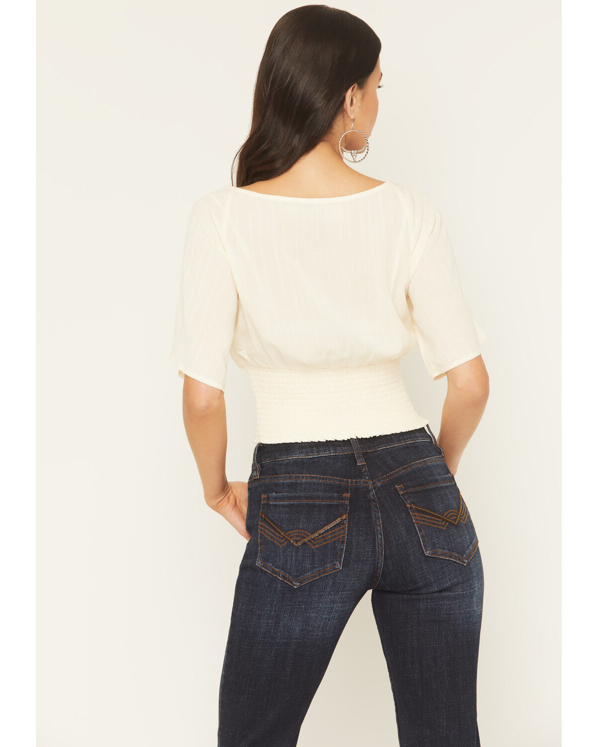 Image #4 - Idyllwind Women's Ridley Short Sleeve Crinkle Shirt, Cream, hi-res