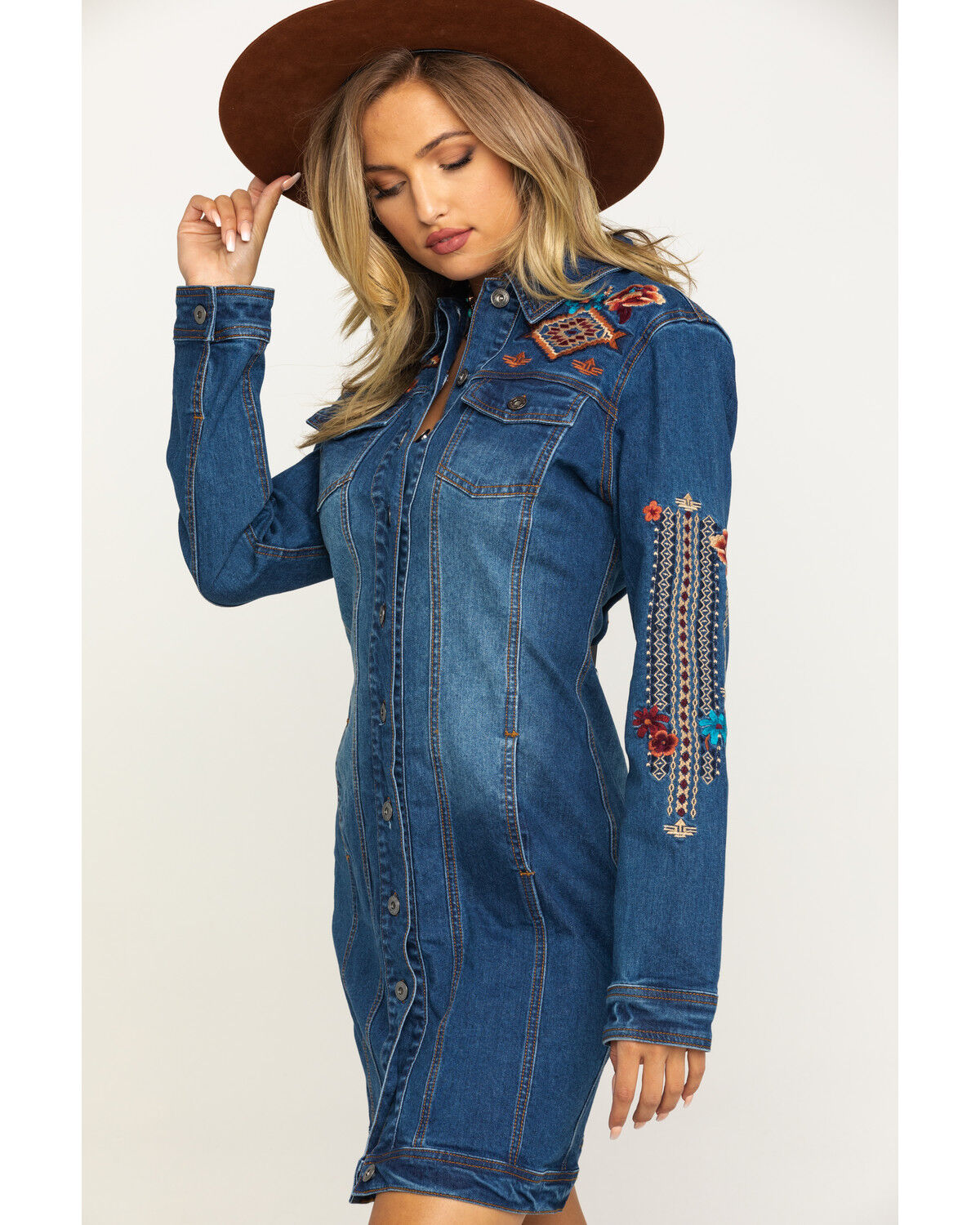 denim dress embroidered