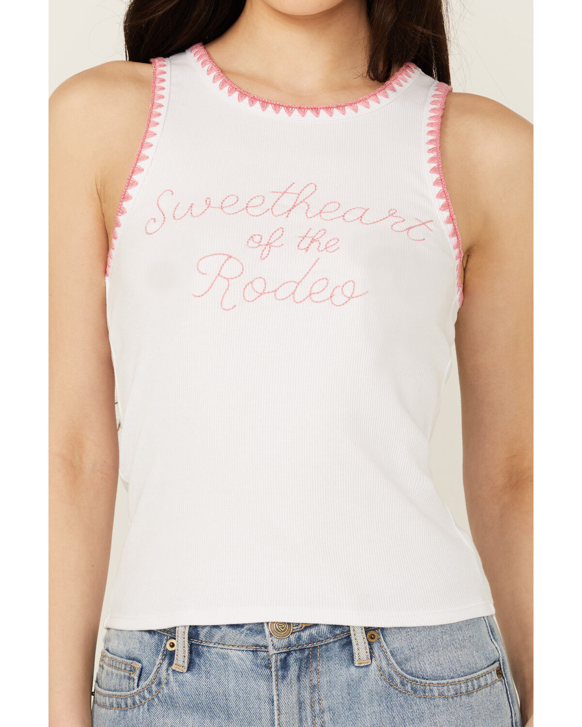 Image #3 - White Crow Women's Embroidered Sweetheart Rodeo Graphic Tank, White, hi-res