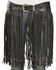 Kobler Leather Women's Hand-Tooled Beaded Fringe Belt, Black, hi-res