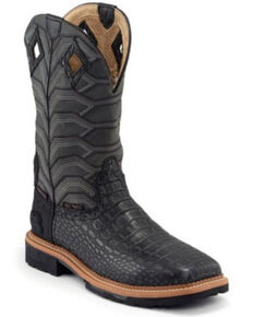 Justin Men's Derrickman Croc Print Western Work Boots - Composite Toe, Black, hi-res