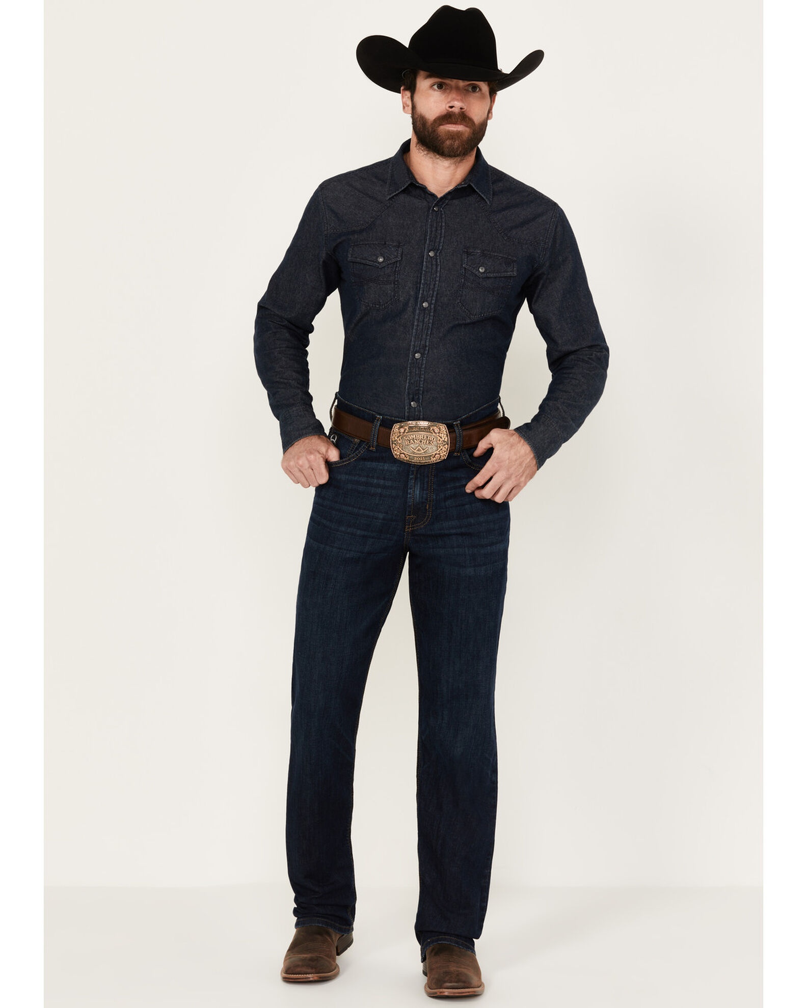 Product Name: Cinch Men's Black Label 2.0 Dark Rinse Loose Tapered  Performance Stretch Denim Jeans