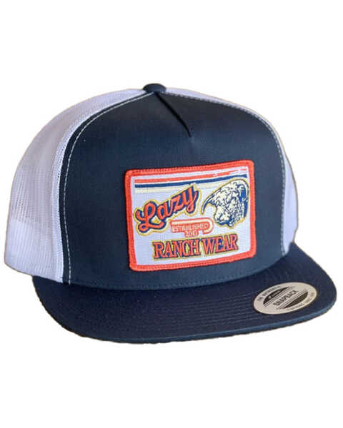 Lazy J Ranch Wear Men's Retro Logo Ball Cap , Navy, hi-res