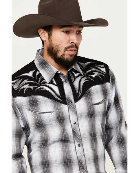 Image #2 - Avalon Men's Embroidered Long Sleeve Snap Western Shirt, White, hi-res