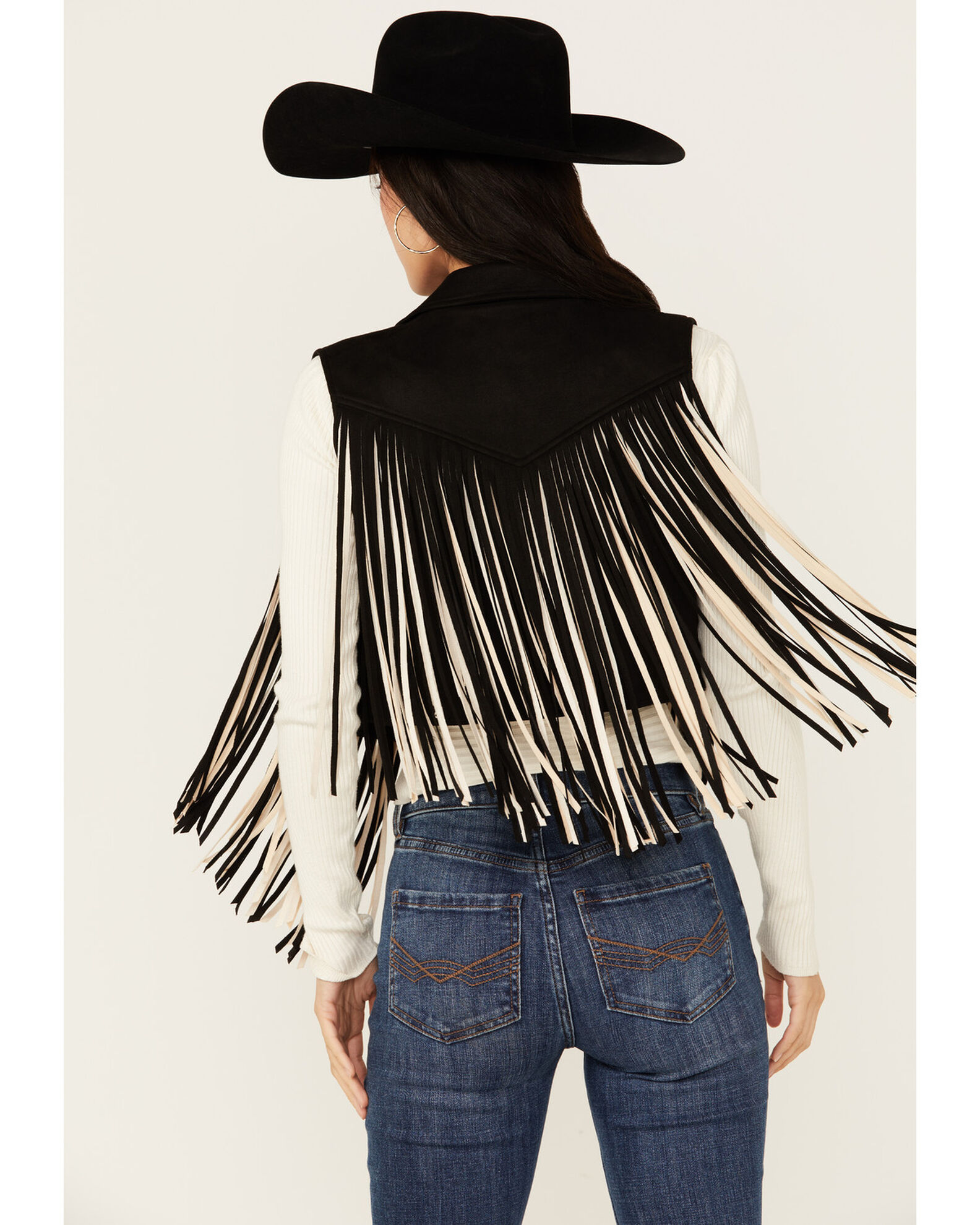Saints Hearts Women s Contrast Fringe Faux Suede Vest Country Outfitter