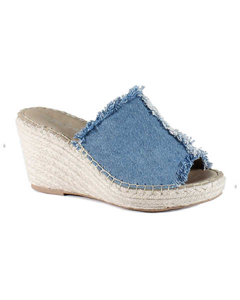 Diba True Women's Go Party Denim Wedge Sandals , Blue, hi-res