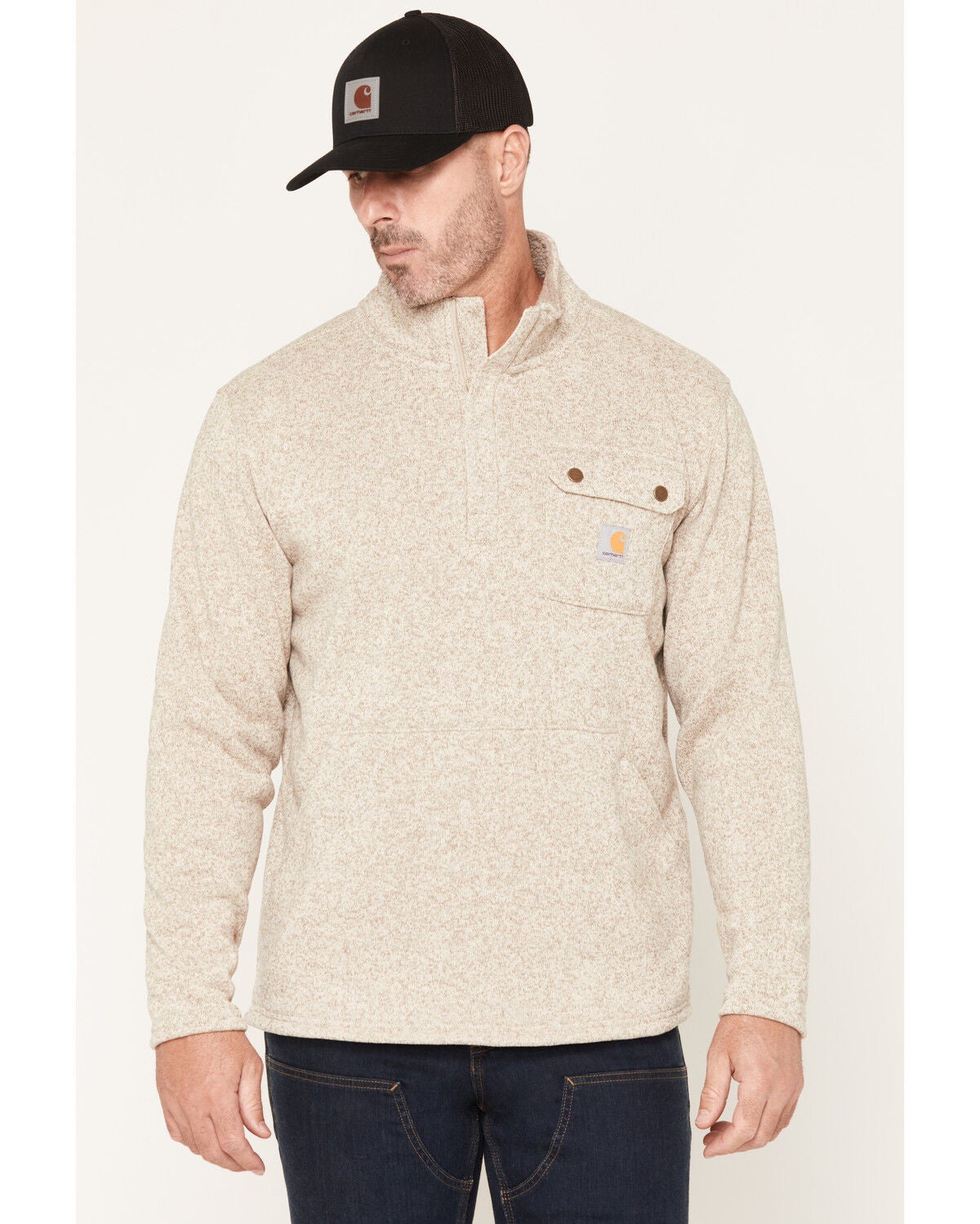 Carhartt Men's Wayland 1/4 Zip Sweater, Oatmeal, hi-res