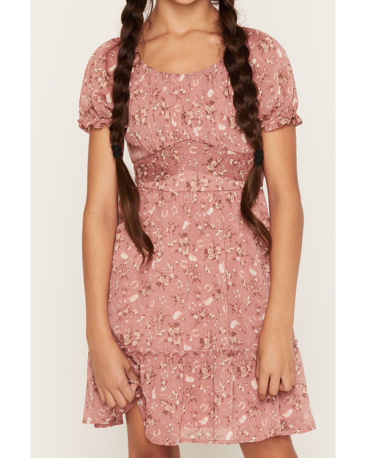 Image #3 - Ash & Violet Girls' Western Floral Print Dress, Pink, hi-res